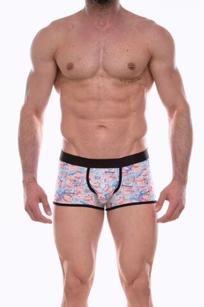 Мужские трусы-боксеры с принтом в виде цветных штампов (Размер: S) (Цвет: разноцветный)