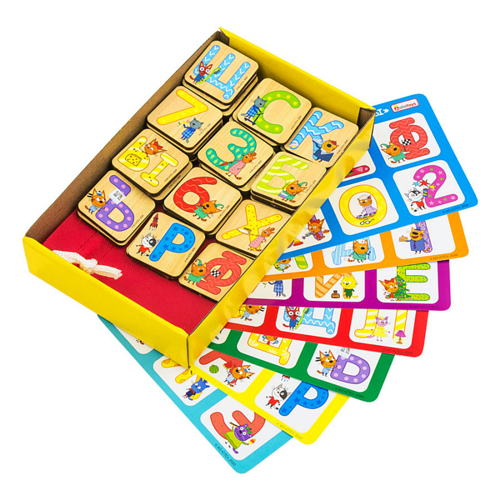 Лото ТРИ КОТА (42 фишки, 7 картинок в мешке) арт. ЛТ10