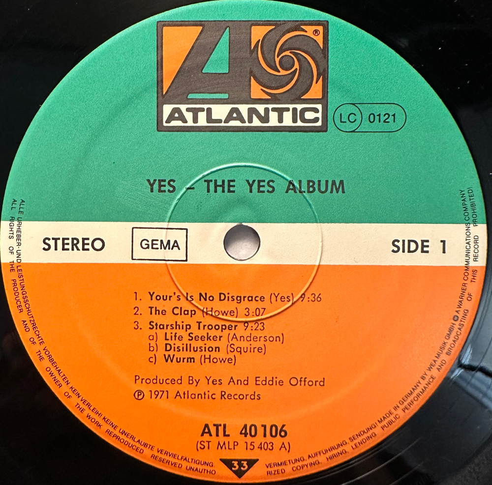Yes - The Yes Album (Германия 1971г.)