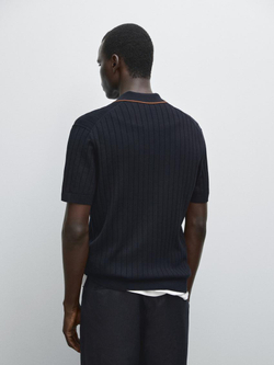 Massimo Dutti Поло из 100% хлопка, темно-синий