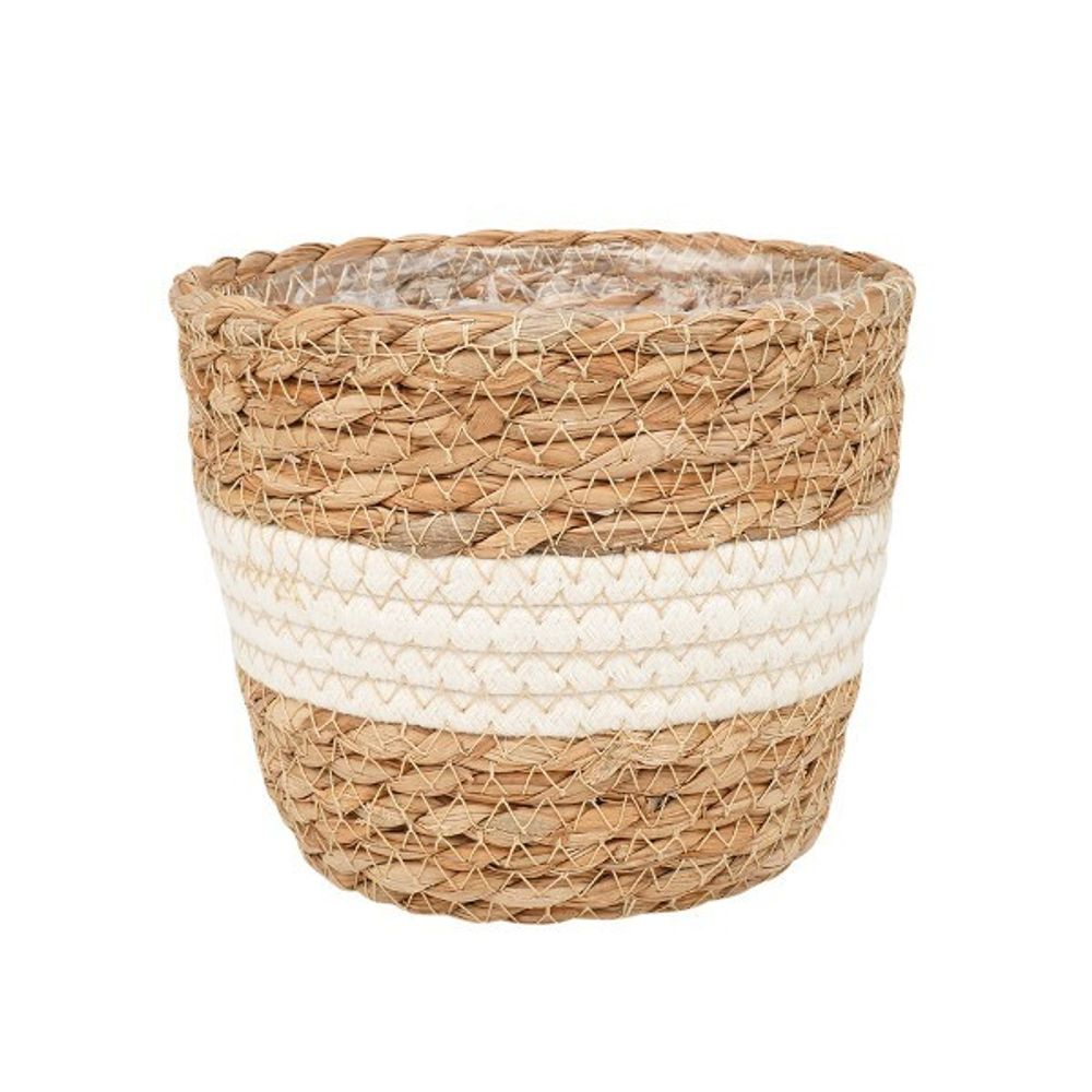Кашпо плетеное "Танзания", 4,5л внешний размер Д215 Ш215 В188, натуральный, белый
