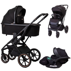 Детская коляска Peppy Tecla 3 в 1 с автокреслом Verona Black Rose Black Черный