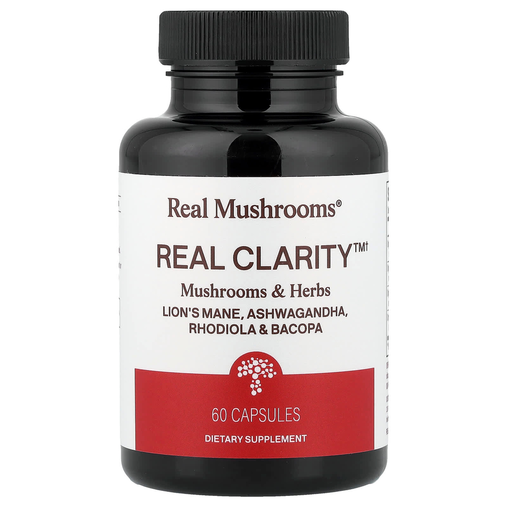 Real Mushrooms, RealClarity™, грибы и травы, 60 капсул