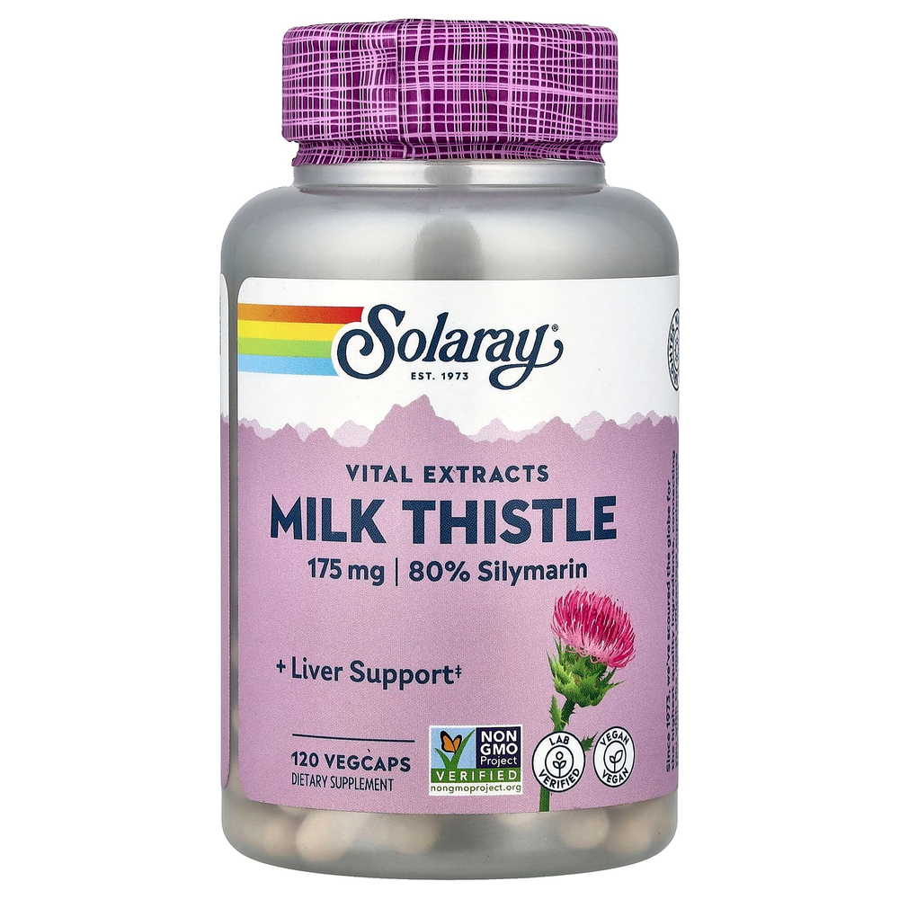 Solaray, Vital Extracts, расторопша, 120 растительных капсул