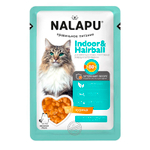 Корм влажный Nalapu Indoor&Hairball,  для кошек, сочные кусочки с курицей в желе, пауч, 77 г
