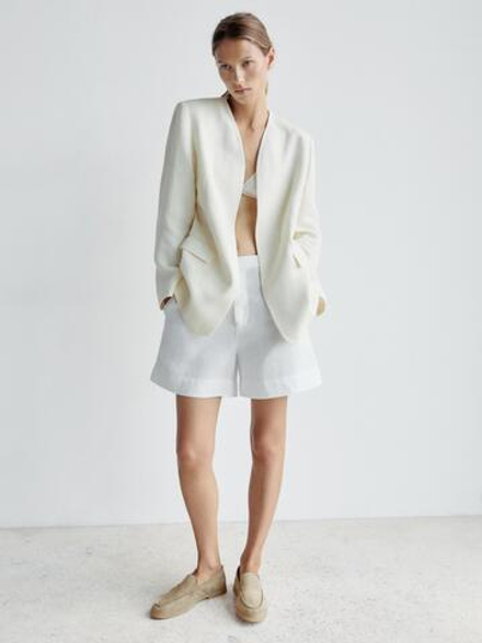 Massimo Dutti Лоферы из натуральной кожи, бежевый