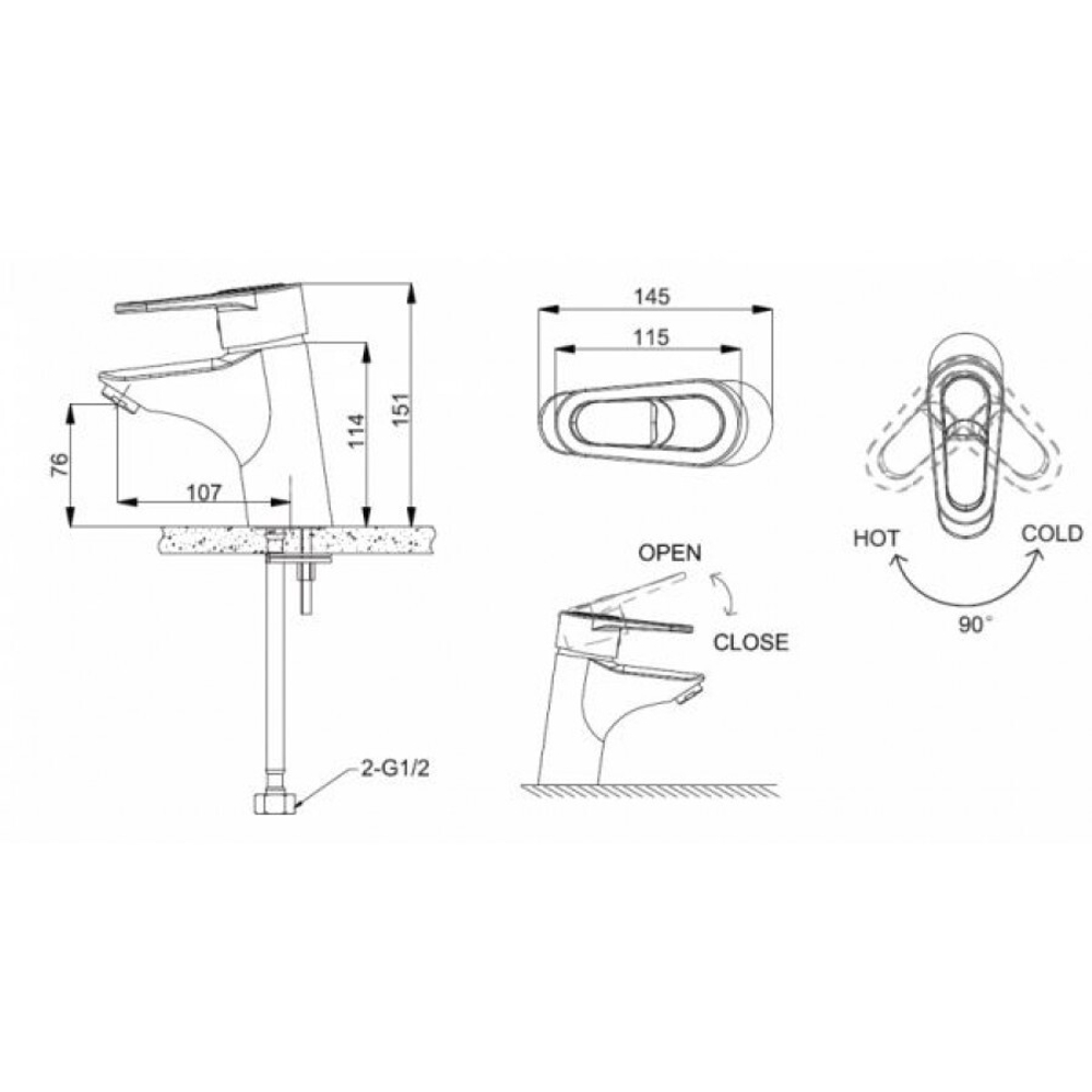 СМЕСИТЕЛЬ BRAVAT НА РАКОВИНУ НИЗКИЙ LOOP F1124182CP-RUS