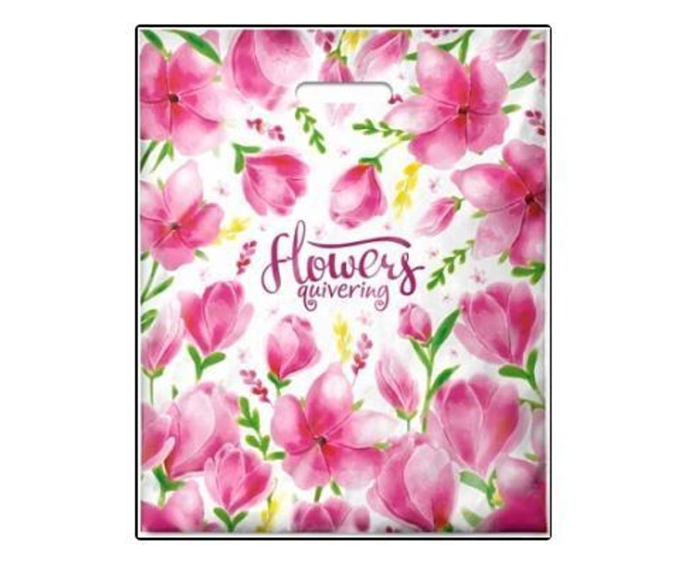 Пакет ПЭ с вырубной ручкой 38х47+6 (60) Интерпак ламинация (Трепет) Россия