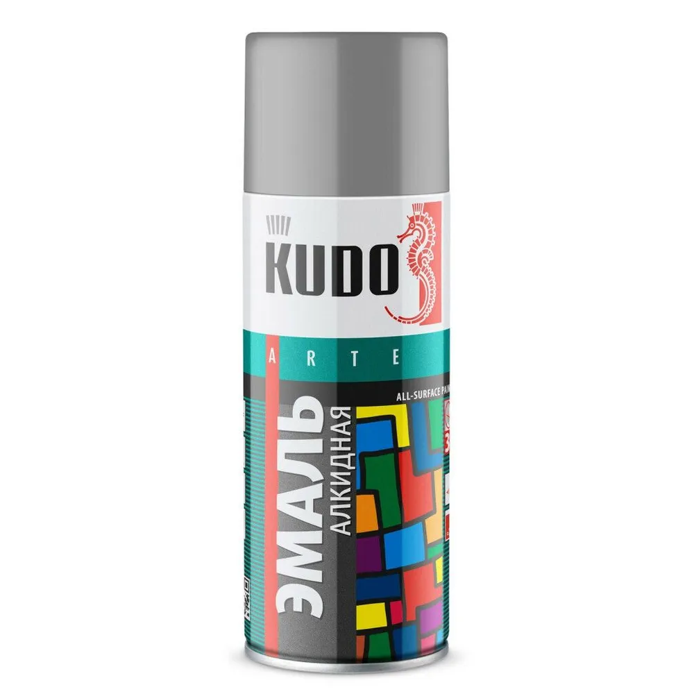 Эмаль универсальная Kudo, серая, аэрозоль, 520 мл