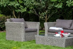 "Капучино сингл" лаунж-зона из искусственного ротанга (гиацинт), цвет серый