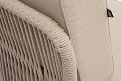 "Канны" угловой модуль плетеный из роупа, каркас алюминий белый муар, роуп бежевый круглый, ткань бежевая 15052