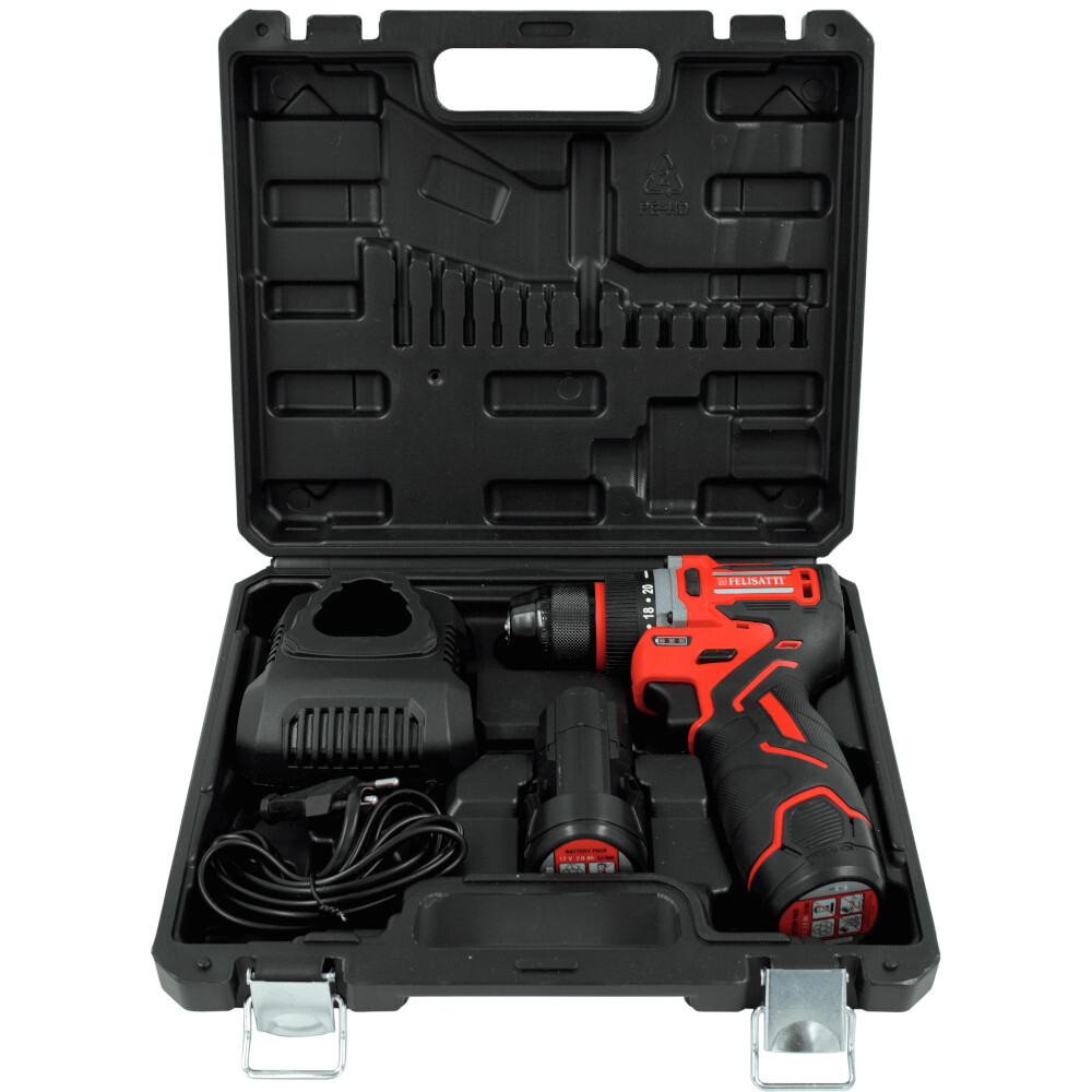 Дрель-шуруповерт аккумуляторная FELISATTI HD FT1251 12V 2*2Ah