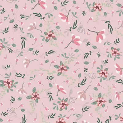 pattern with leaves and roses flowers 03112021 pink