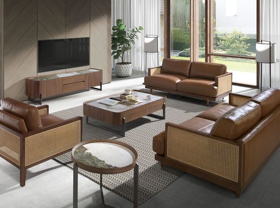 Диван 2-х местный 6176/KF8031-2P-M2731 из коричневой кожи