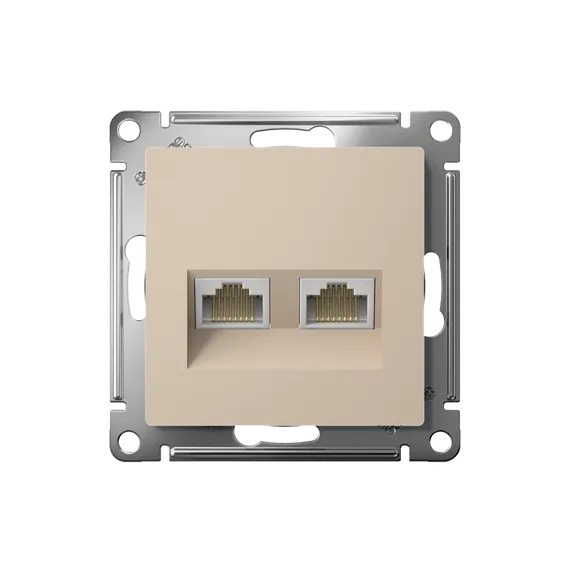Розетка компьютерная 2-м AtlasDesign RJ45+RJ45 кат.5E механизм песочн. SE ATN001285