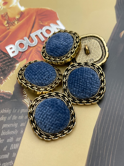 Пуговицы мягкий квадрат состаренное золото с синим бархатом