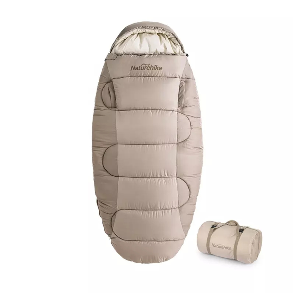 Мешок спальный Naturehike Oval PS400, 220х95 см, (правый) (ТК: 0C), бежевый