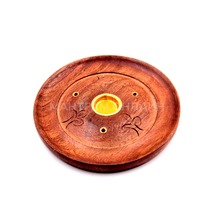 Подставка под благовония Тарелочка из дерева с резьбой d = 10 см
