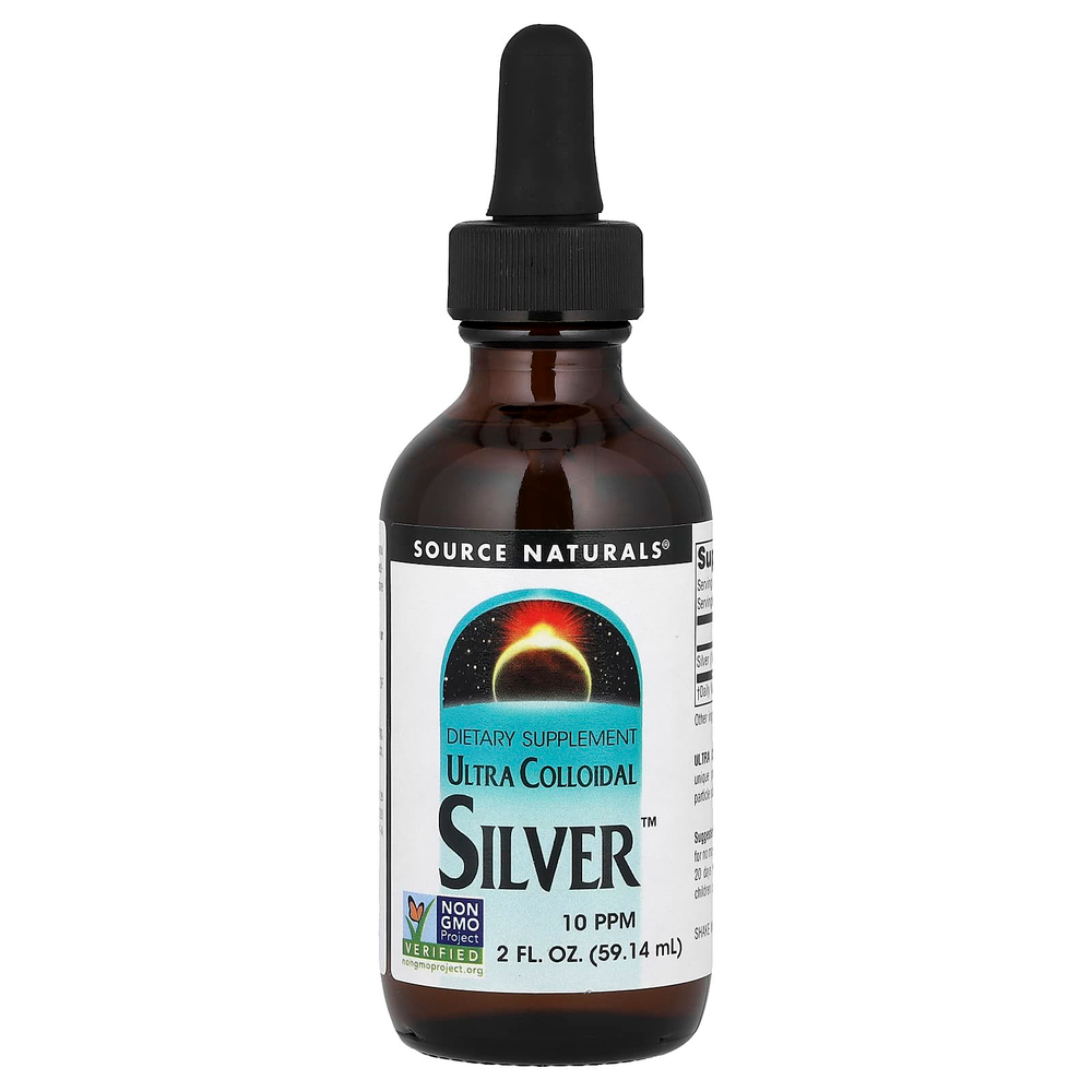 Source Naturals, ультраколлоидное серебро, 10 част./млн, 59,14 мл (2 жидк. унции) (5 част./млн в 1 ч. л.)