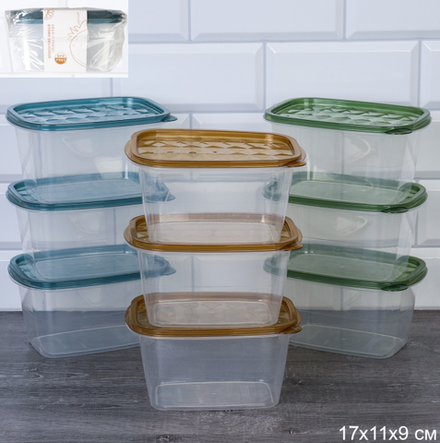 Контейнер прямоугольный 3 штуки /P1/ уп 80 /17х11х9 см высокий