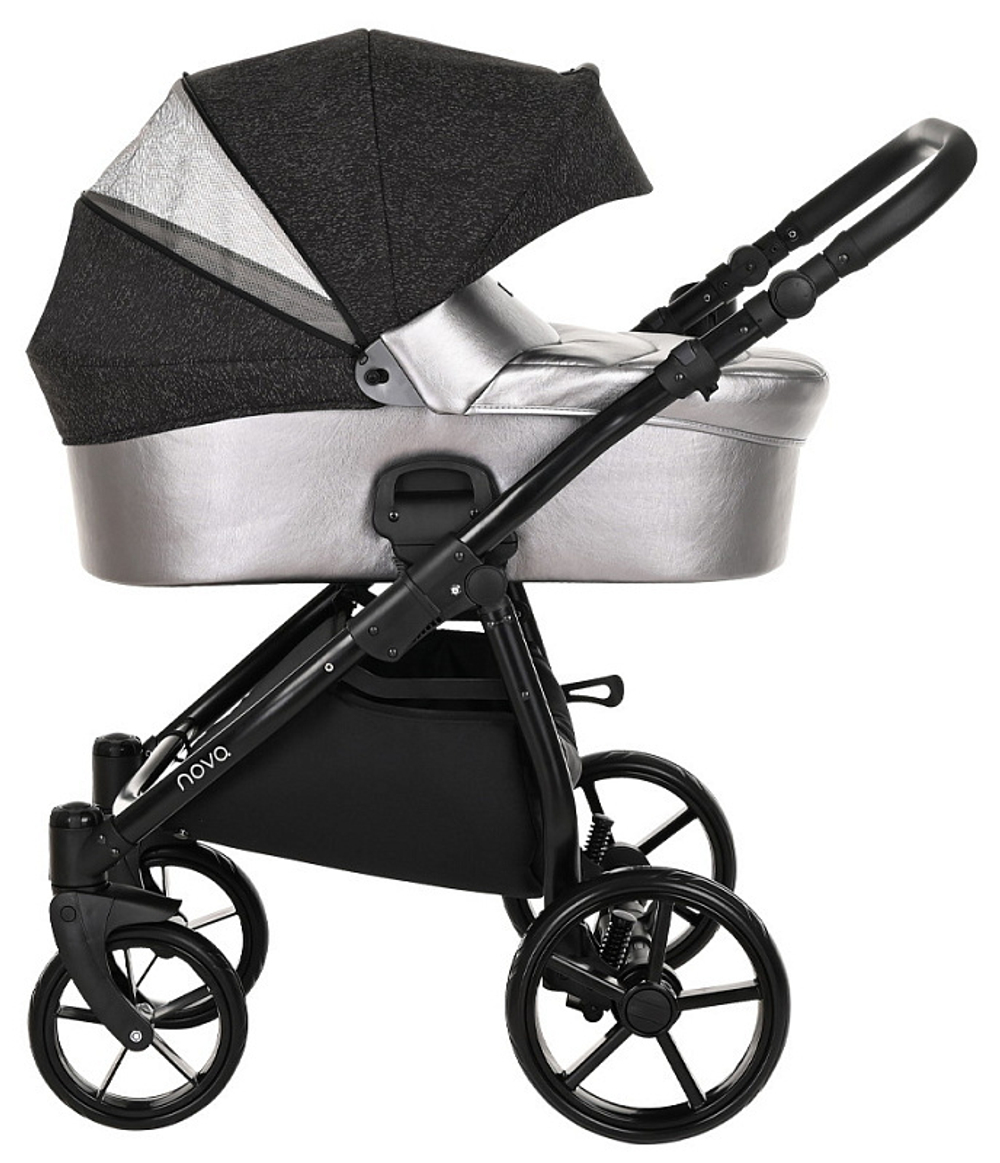 Детская коляска Tutis Novo Reflective 3 в 1 1142289 Кожа Pearl Metalic/Black Reflective Print