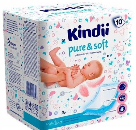 Пелёнки гигиенические одноразовые Kindii Pure&Soft 60х60см, 10 шт