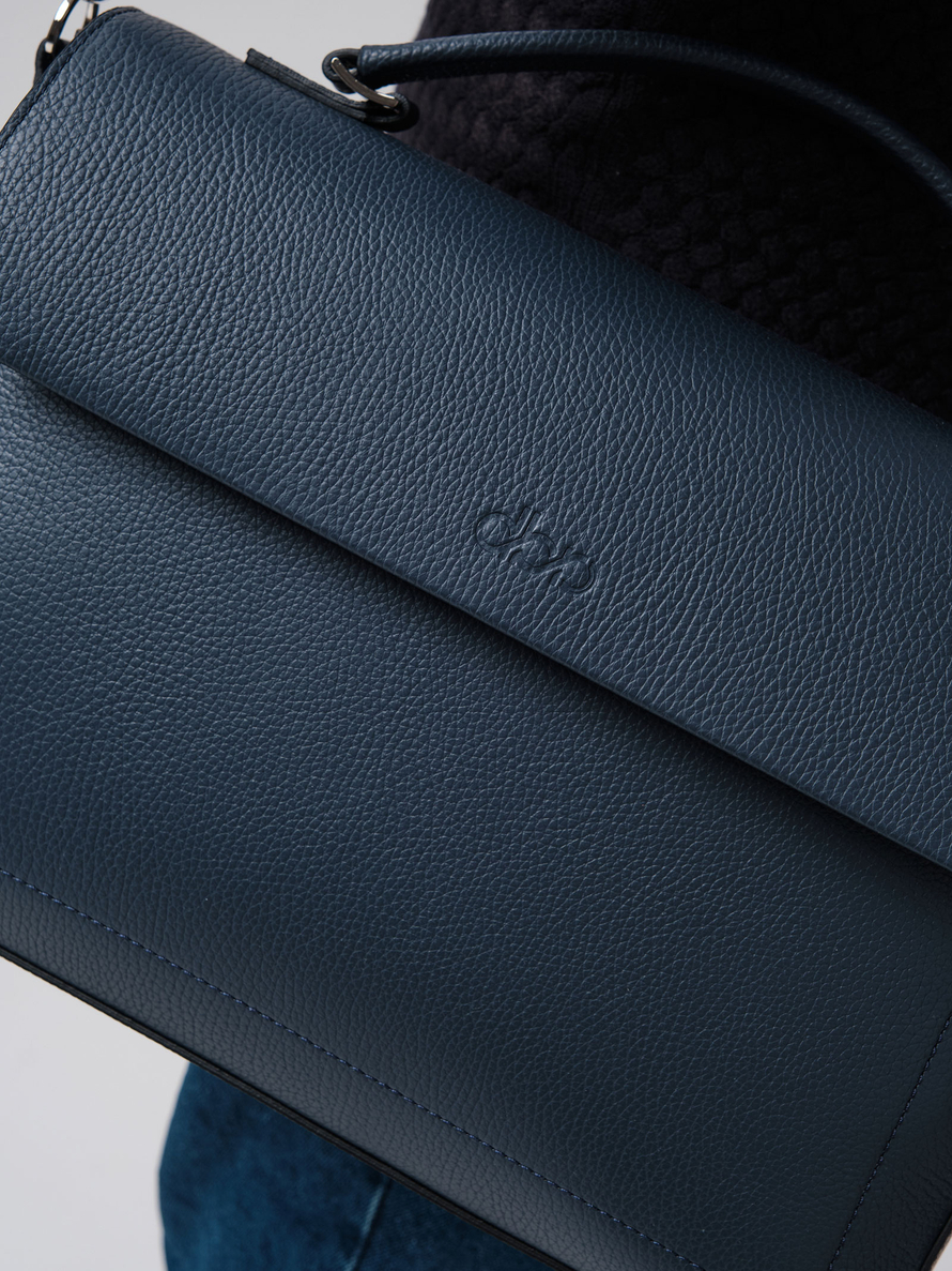 Мужская кожаная сумка Levi DBR 7115 насыщенный синий