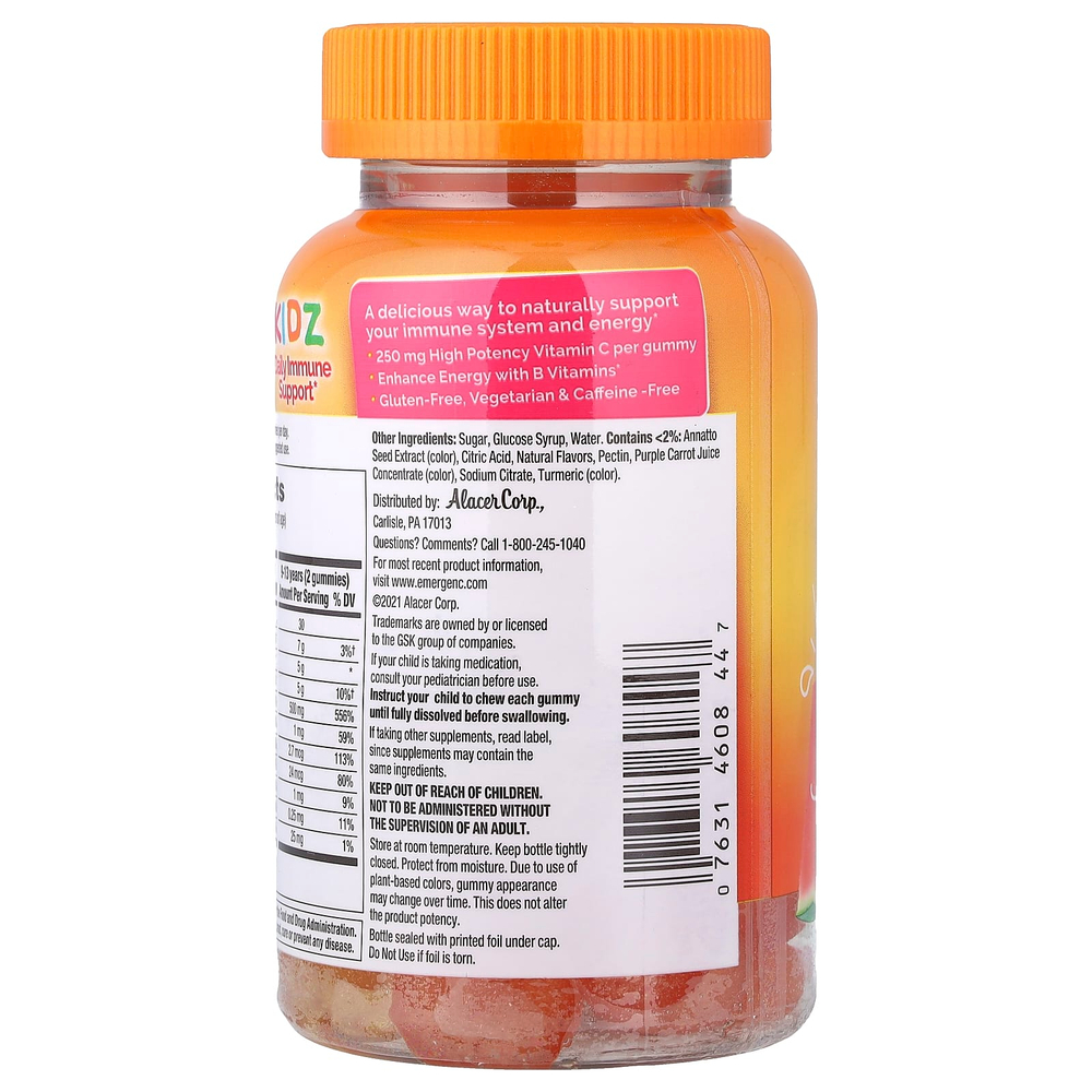 Emergen-C, Kidz, ежедневная жевательная добавка для поддержки иммунитета, вкус фруктов, 44 жевательных таблетки