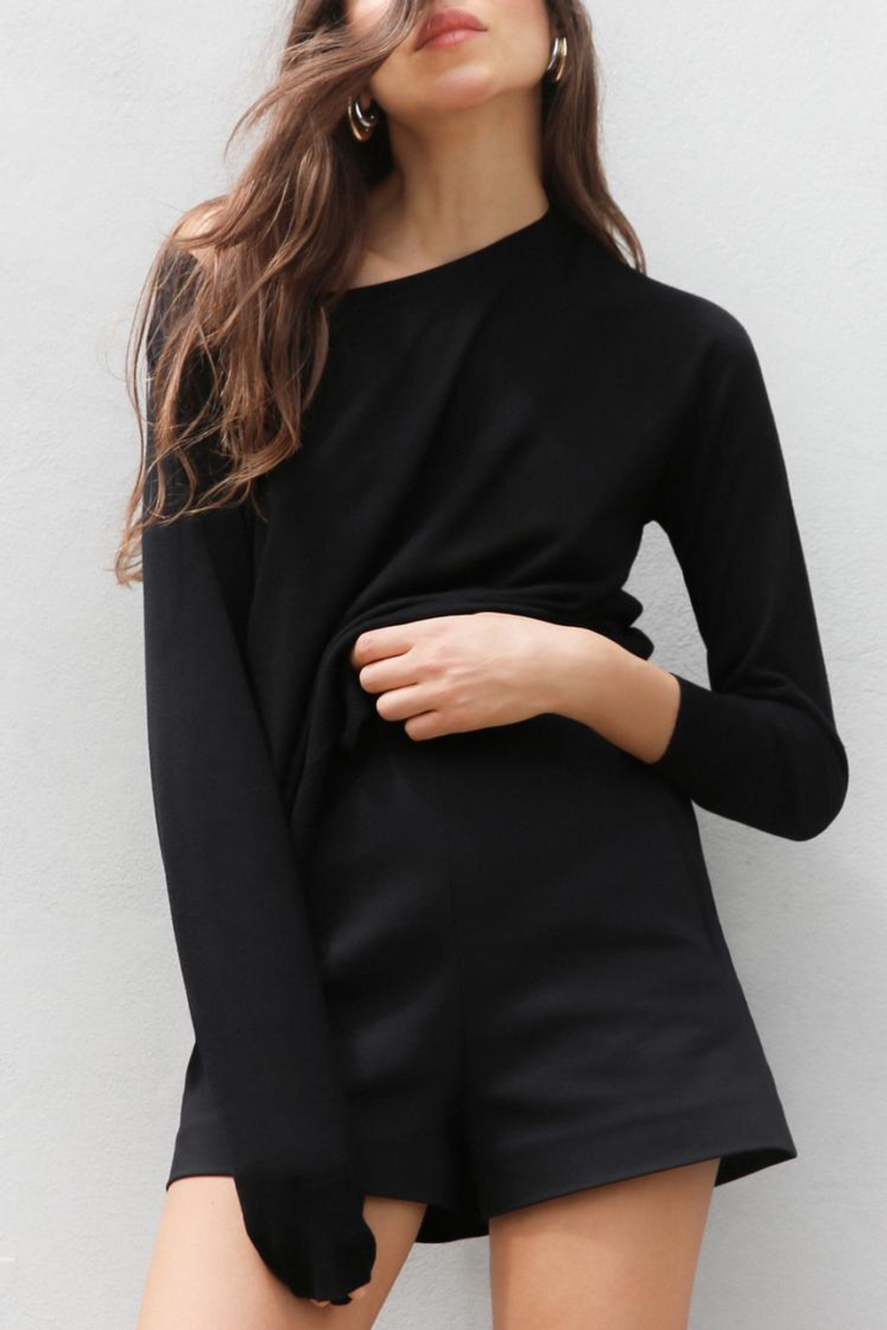 ZARA БАЗОВЫЙ ДЖЕМПЕР ИЗ ТОНКОГО ТРИКОТАЖА, ЧЕРНЫЙ