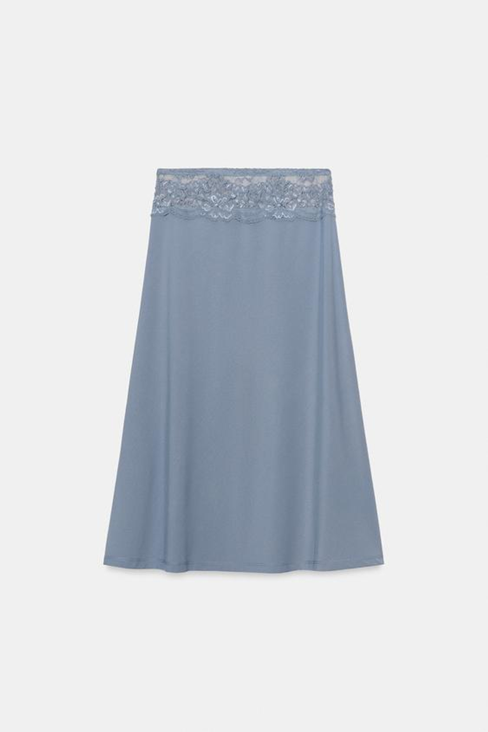 ZARA КОМБИНИРОВАННАЯ ЮБКА С КРУЖЕВОМ, ПАСТЕЛЬНО-СИНИЙ