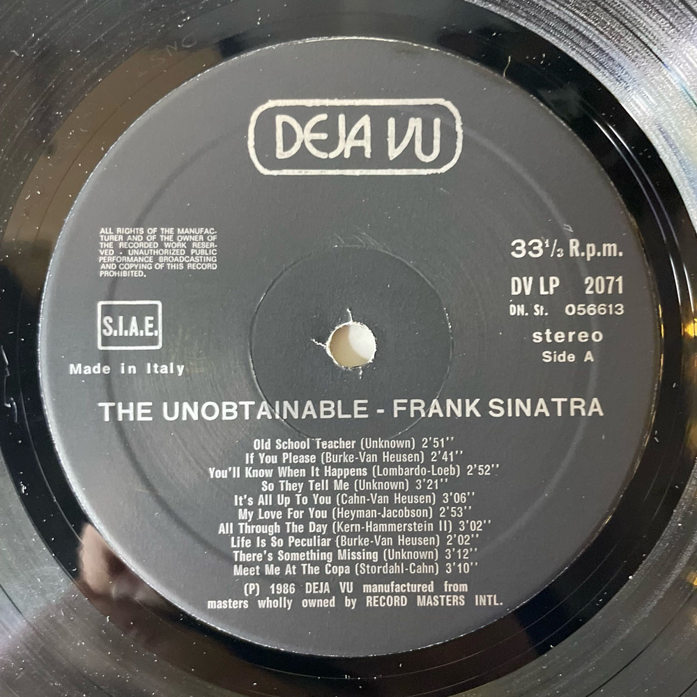 Винтажная виниловая пластинка LP Frank Sinatra The Unobtainable (Италия 1986)