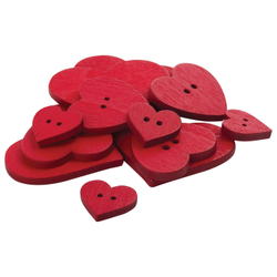 Пуговицы декоративные СЕРДЦЕ, дерево, 12шт., ассорти, красные, ОСТРОВ СОКРОВИЩ