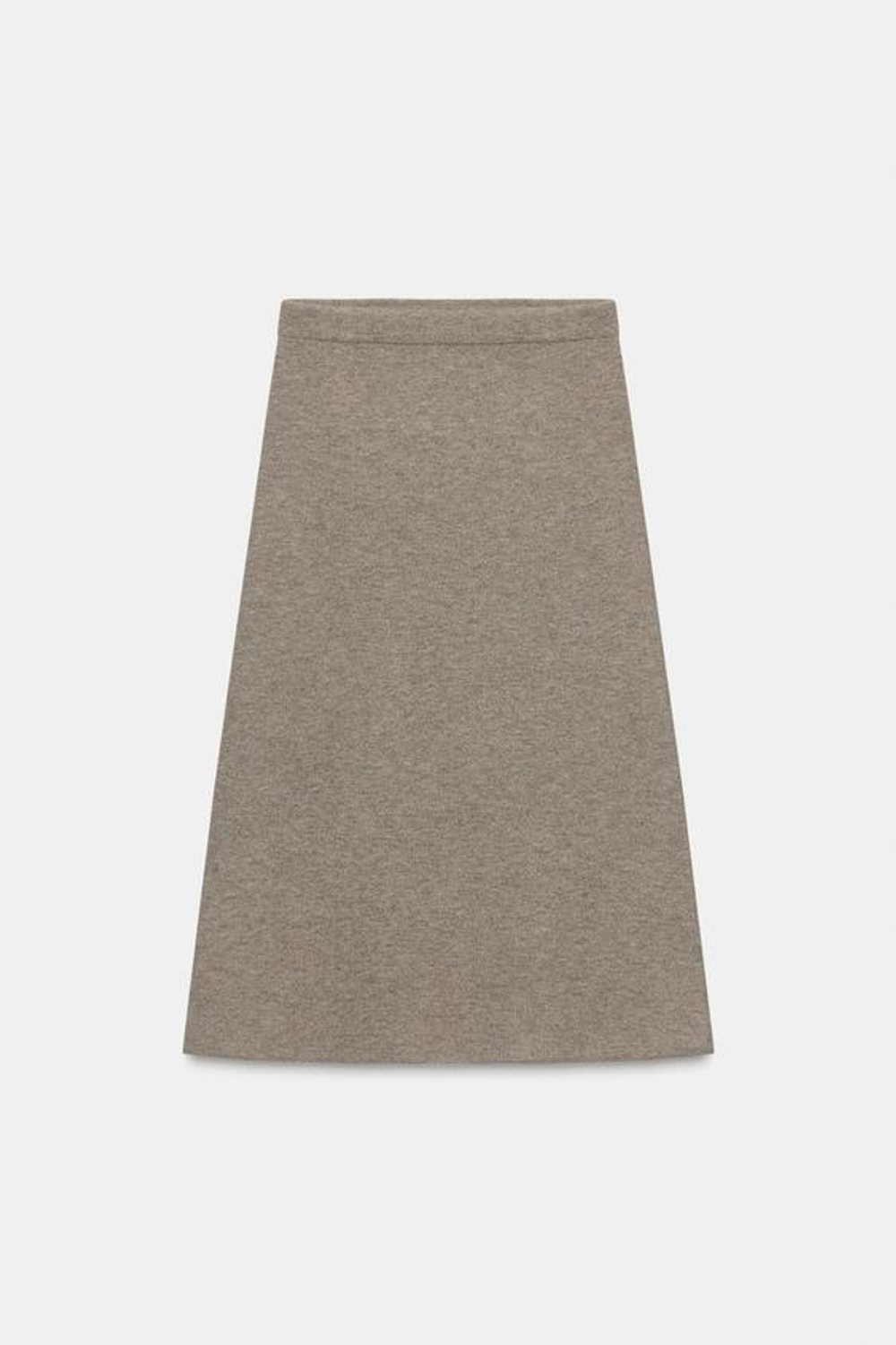 ZARA ТРИКОТАЖНАЯ ЮБКА МИДИ, ПЕСОЧНЫЙ МЕЛАНЖ