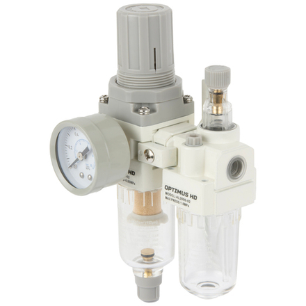AC2010-02 Блок подготовки воздуха 1/4" с фильтром, манометром, маслораспылителем и регулятором давления