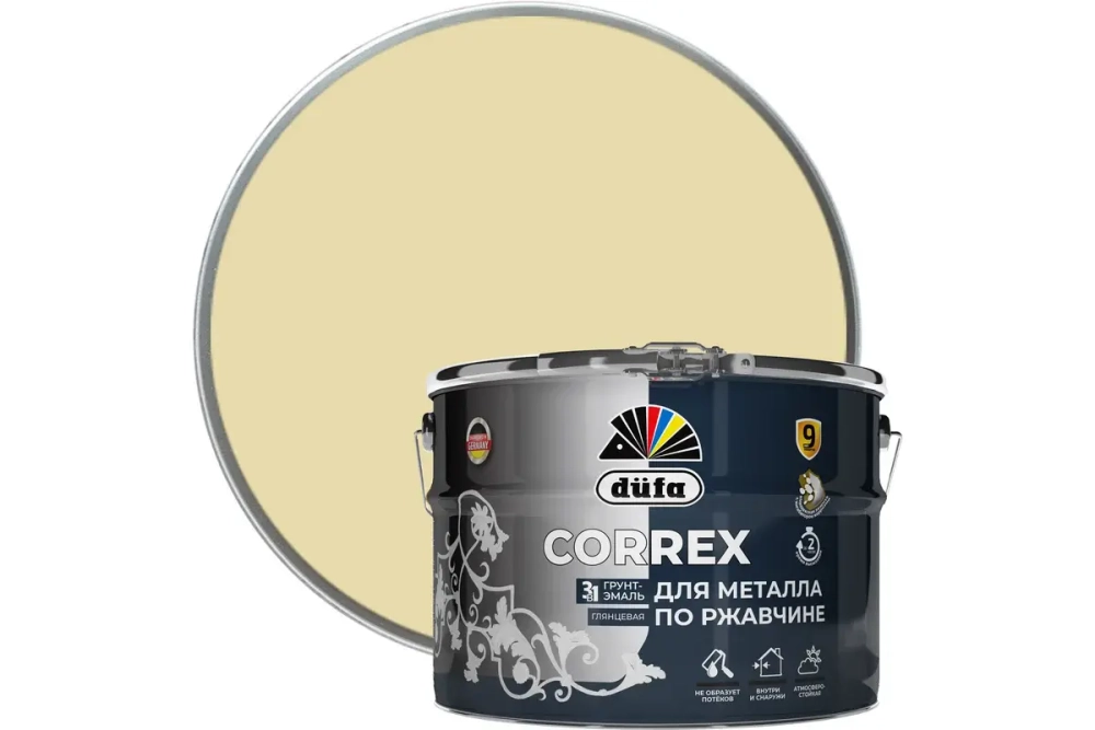 Грунт-эмаль Dufa CORREX 3 в 1 для металла по ржавчине RAL-1015 слоновая кость