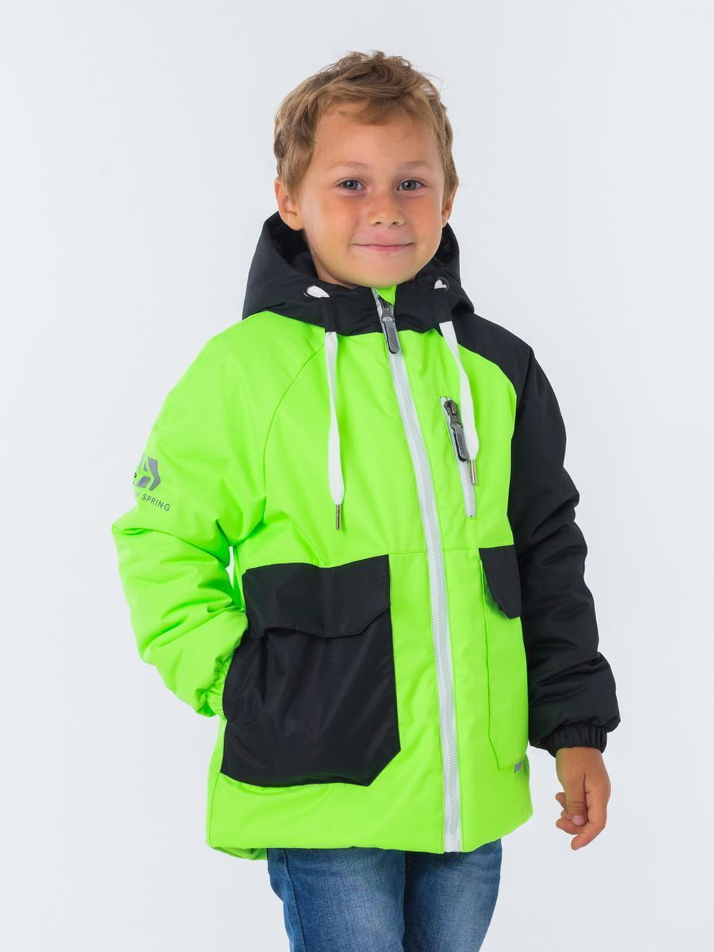 Куртка "Юрик" полынь/зеленый неон р. 122 (АксАрт)