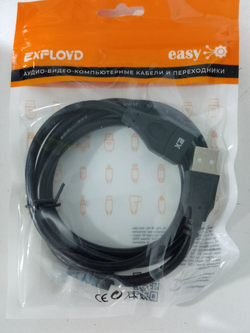 Кабель удлинитель USB/Exployd/USB-A/2.0/чёрный/1M/Easy/EX-K-1399