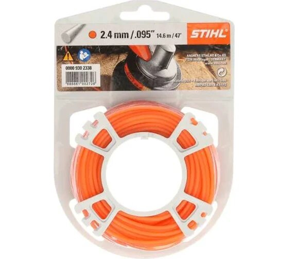 Леска для триммеров STIHL  бесшумн круглое диам:2,4мм длина:14,6м (0000-930-2419)