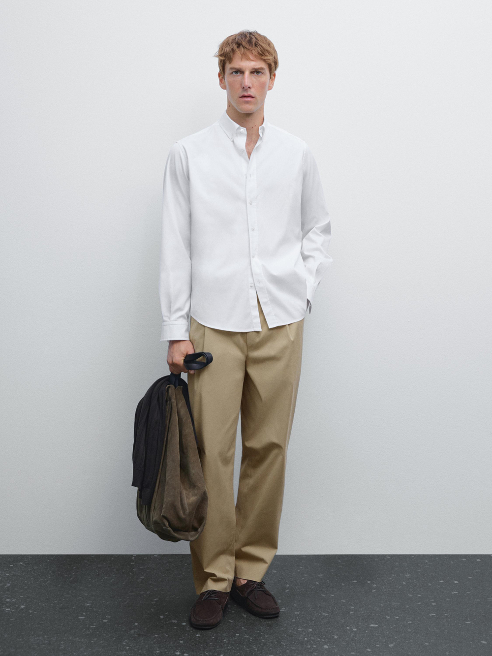 Massimo Dutti Рубашка Оксфорд классического кроя, белый