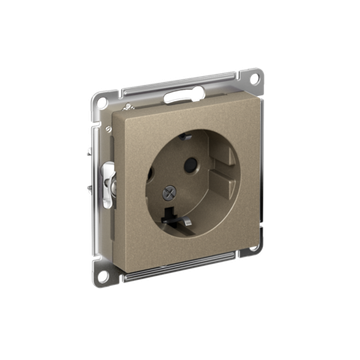 Розетка 1-м СП AtlasDesign 16А IP20 с заземл. защ. шторки механизм шампань SE ATN000545
