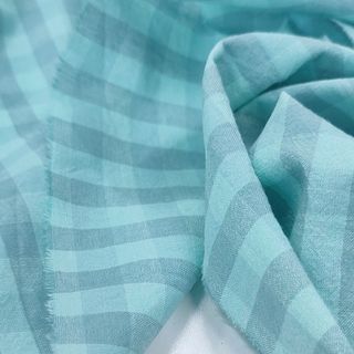 Варёный хлопок "Бирюзовая клетка", 1*1 см
