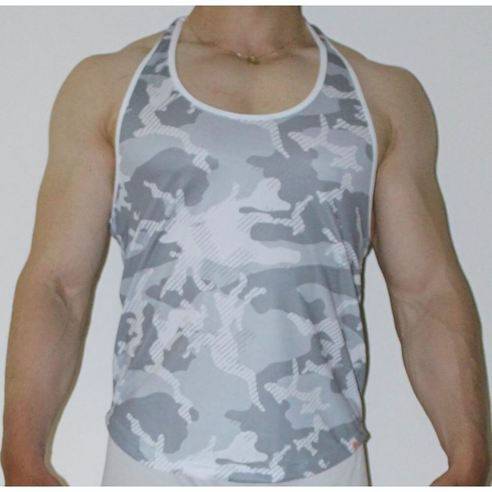 Мужская майка серой камуфляжной расцветки (Размер: L) (Цвет: белый)