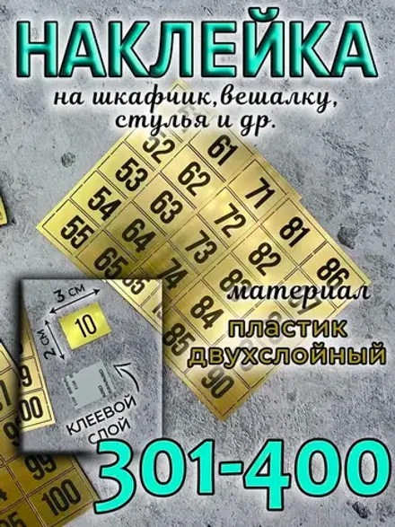 Нумерация на шкафчики, набор