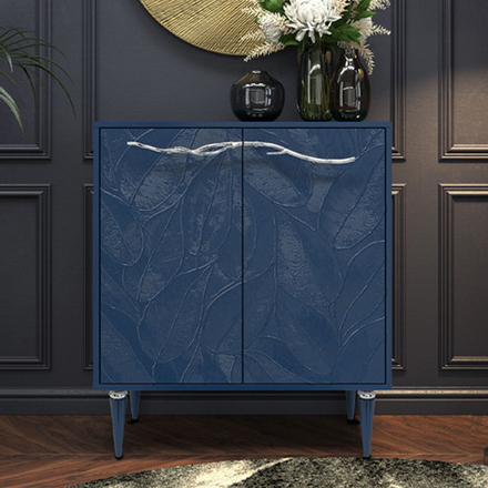 Комод Арт Колор leaves Классик Сильвер с 2 полками Королевский синий