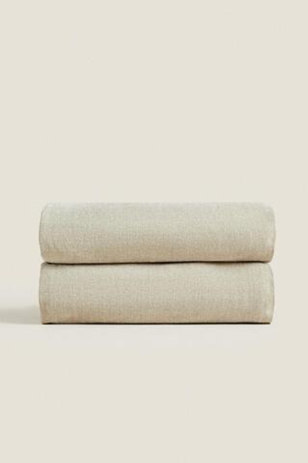 ZARA HOME ПЛЕД ИЗ СИНЕЛИ, СВЕТЛО-КОРИЧНЕВЫЙ