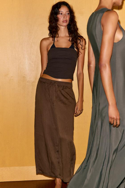 ZARA БРЮКИ-ПИЖАМА BALLOON, ШОКОЛАДНО-КОРИЧНЕВЫЙ