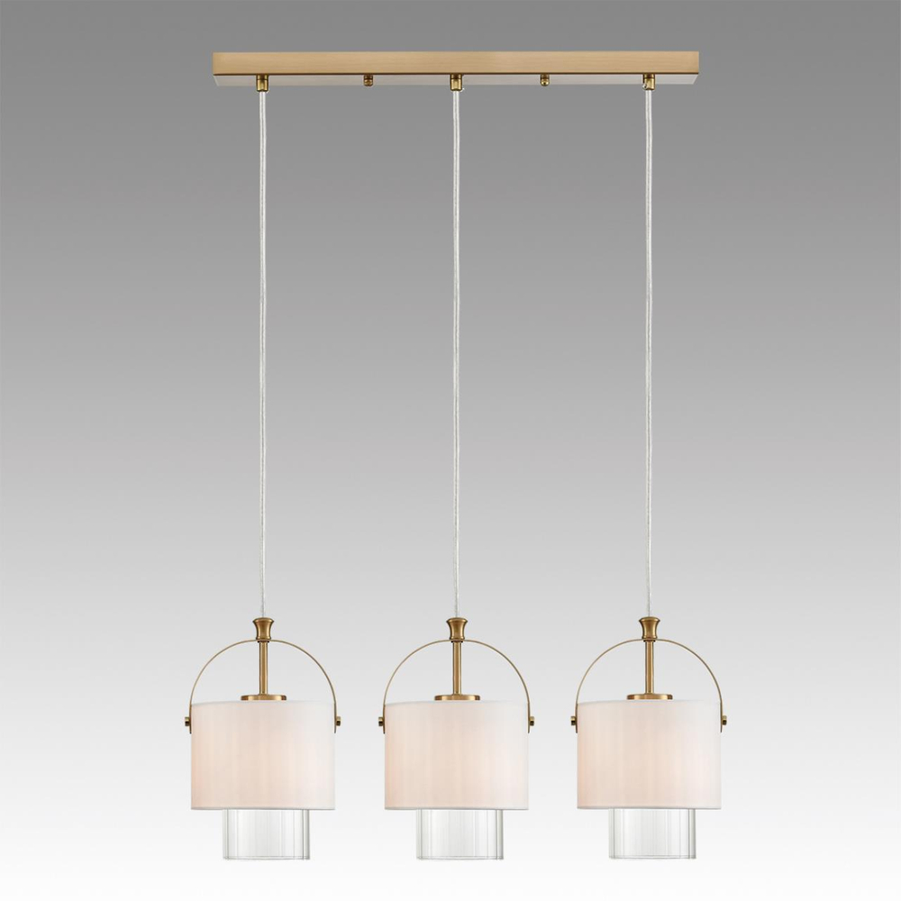 6593/3A MODERNI LN26 406 латунь/белый, металл/текстиль, стекло Подвес E14 3*40W 220V JANE