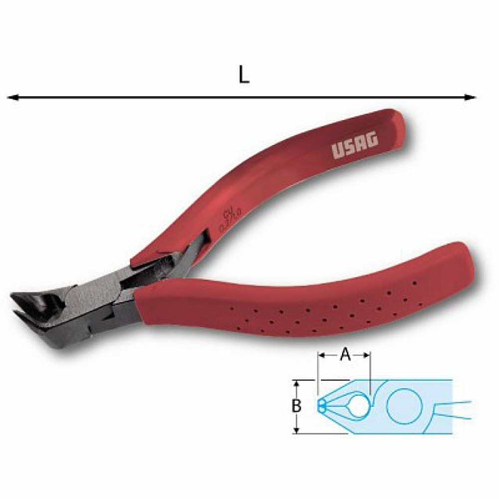 033/3 Кусачки с плоскими режущими кромками, изогнутыми под углом 70°, 110 мм, USAG (Италия)