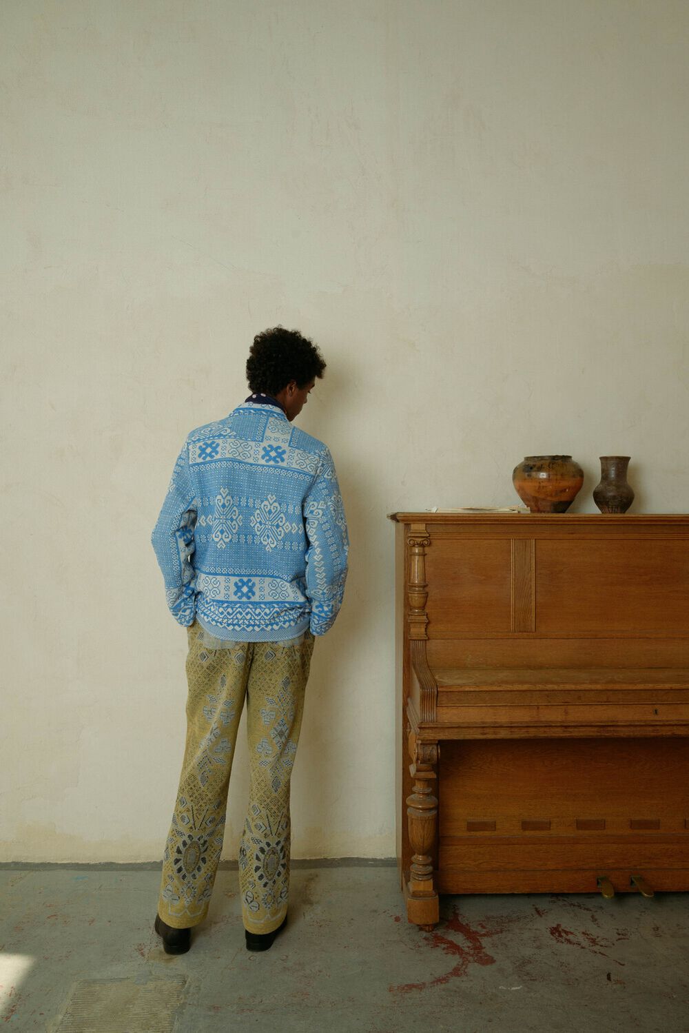 Куртка Soeurs с Красными Цветами / Red Flowers голубая