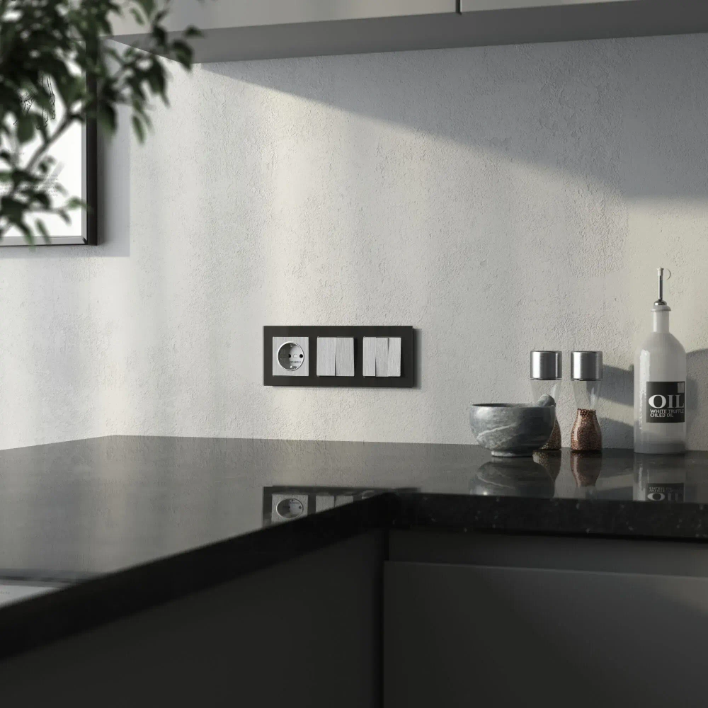 Набор клавиш для выключателя трехклавишного (cеребряный рифленый) W1139009